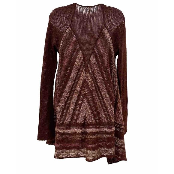 Free People Women’s Size S Long Open Cardigan Sweater Asymmetric Hem One Button - Picture 2 of 9